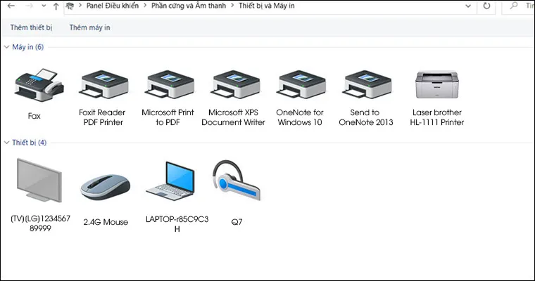 Xác nhận tên máy in Brother trong danh sách lựa chọn của ứng dụng in