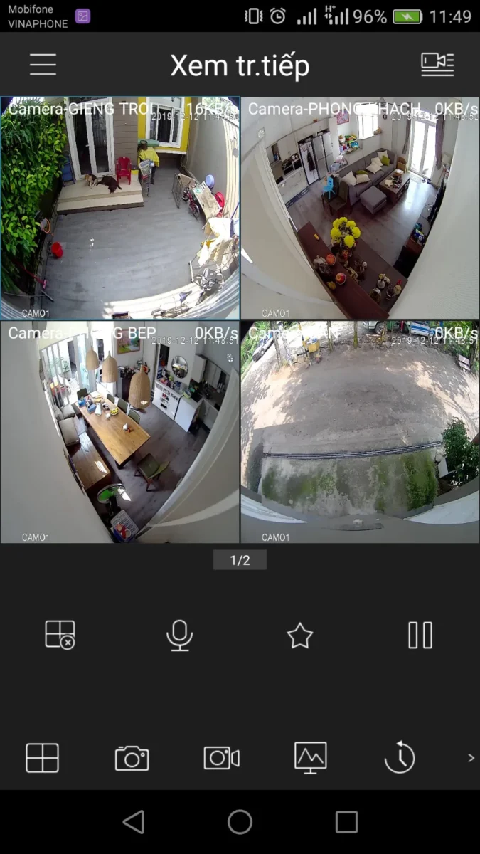 Xem camera trực tiếp sau khi kết nối thành công