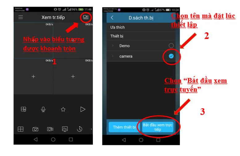 Xem trực tiếp camera trên gDMSS Lite