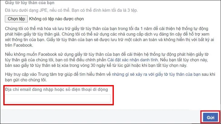 Hoàn thiện thông tin liên lạc cuối cùng để nhận kết quả khôi phục