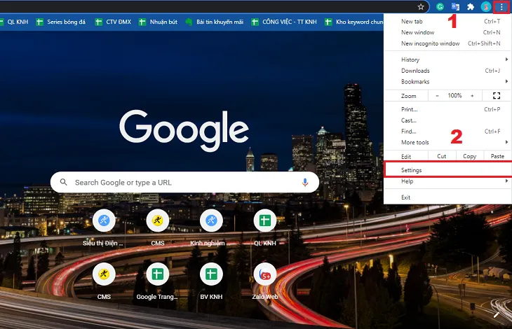 Truy cập vào phần cài đặt hệ thống của trình duyệt web